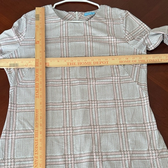 J. McLaughlin Sophia career sheath Gray Plaid Long Sleeve Dress - Picture 5 of 8